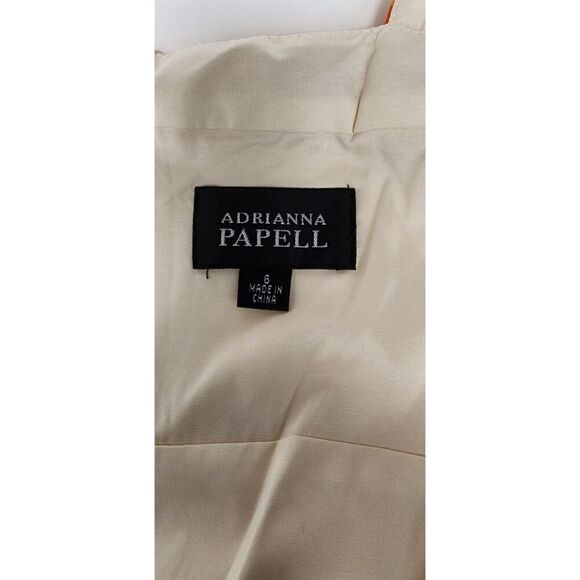 Adrianna Papell Women's Multicolor Floral Beige/Orange Fit-Flare Knee Dress Sz 6 - Picture 8 of 9